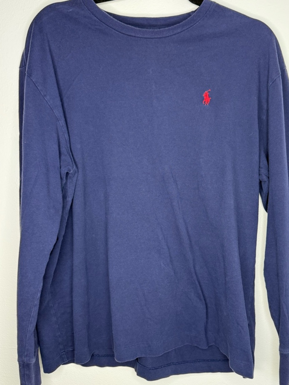 Ralph Lauren Navy Long Sleeve Shirt with Red Pony